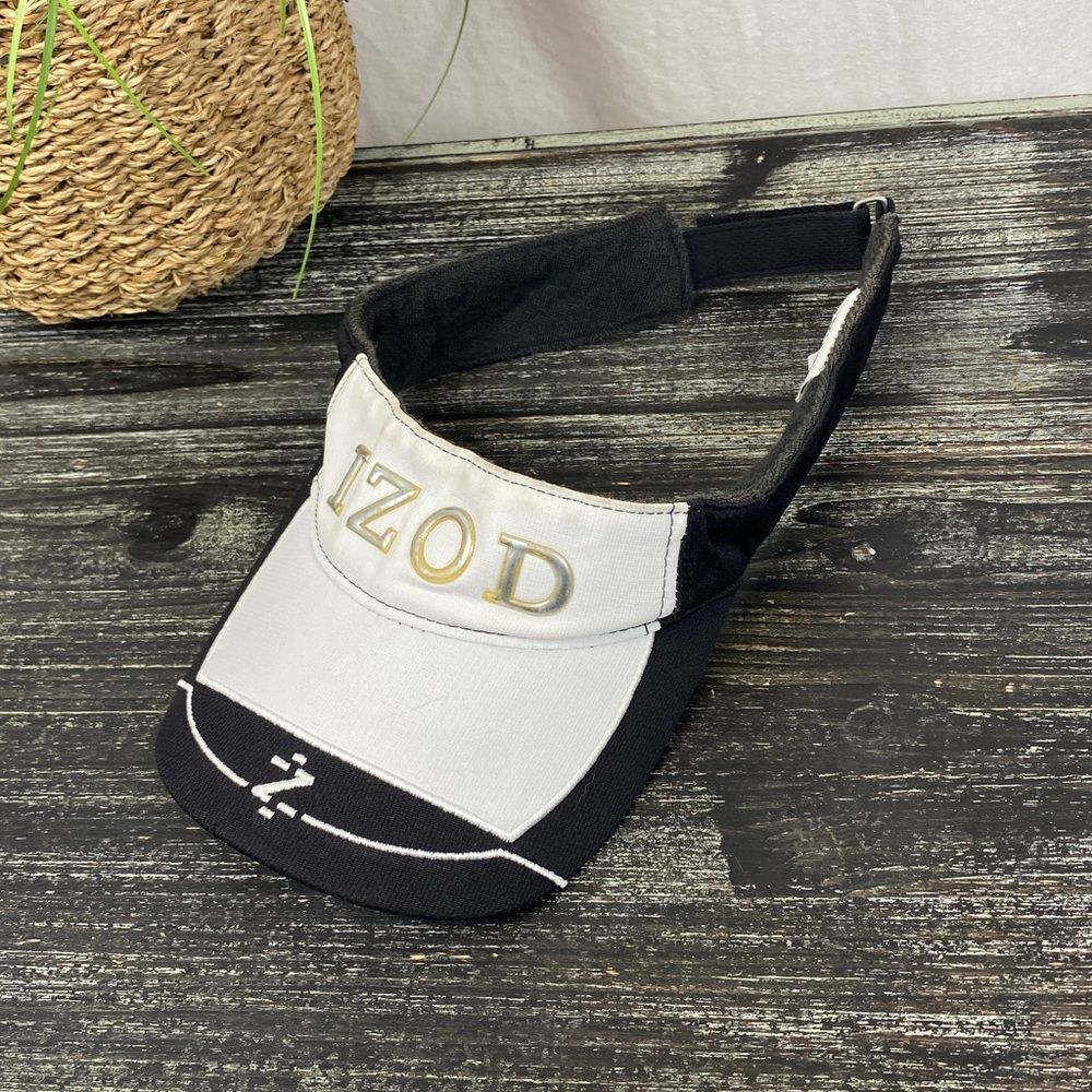 Izod Black & White Visor Sun Hat OS - Picture 2 of 5